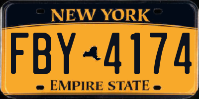 NY license plate FBY4174