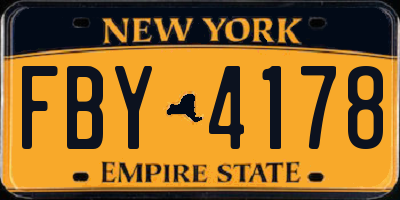 NY license plate FBY4178