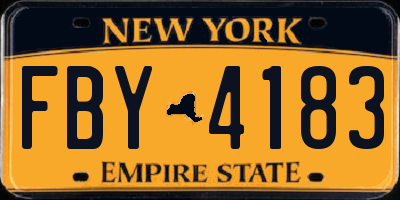 NY license plate FBY4183