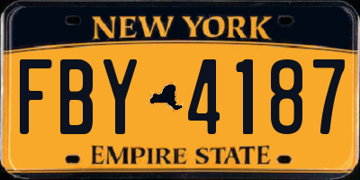 NY license plate FBY4187