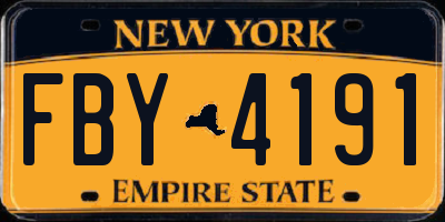 NY license plate FBY4191