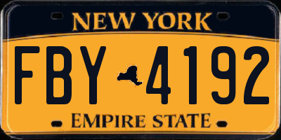 NY license plate FBY4192