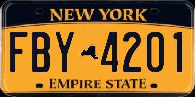 NY license plate FBY4201