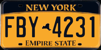 NY license plate FBY4231