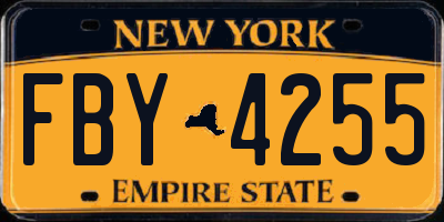 NY license plate FBY4255