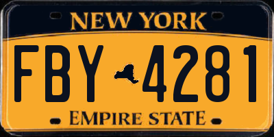 NY license plate FBY4281