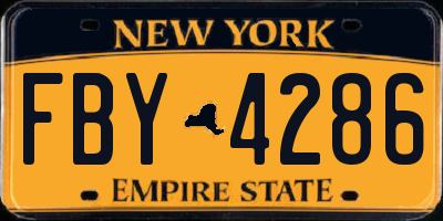 NY license plate FBY4286
