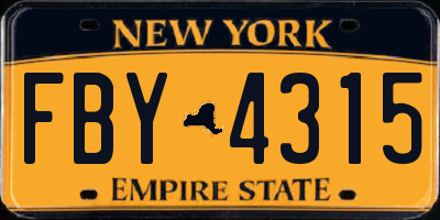 NY license plate FBY4315