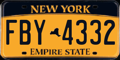NY license plate FBY4332