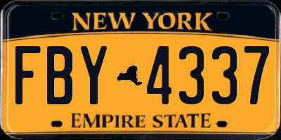 NY license plate FBY4337