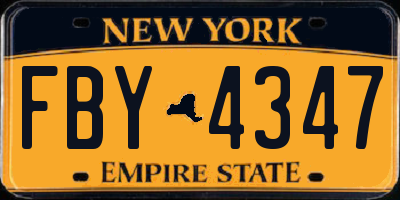NY license plate FBY4347