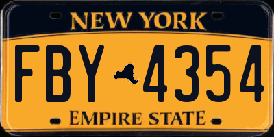 NY license plate FBY4354