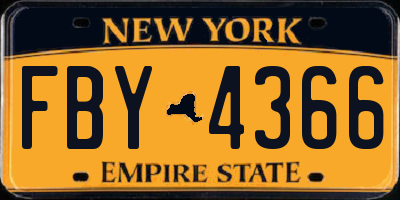 NY license plate FBY4366