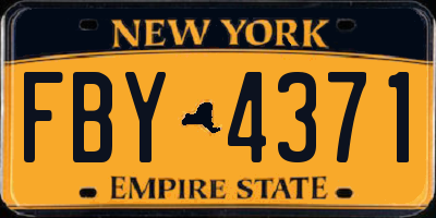 NY license plate FBY4371