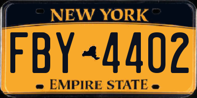 NY license plate FBY4402