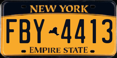 NY license plate FBY4413