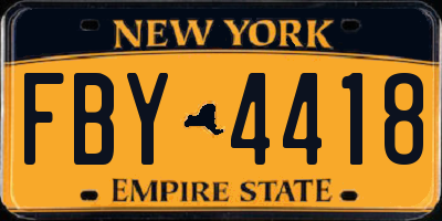 NY license plate FBY4418