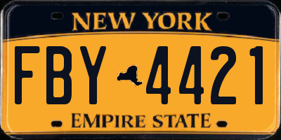 NY license plate FBY4421
