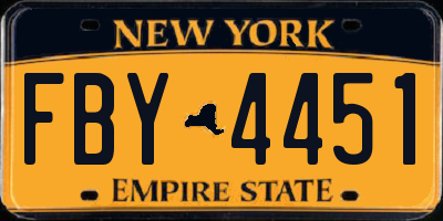 NY license plate FBY4451