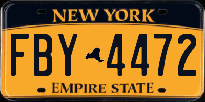 NY license plate FBY4472