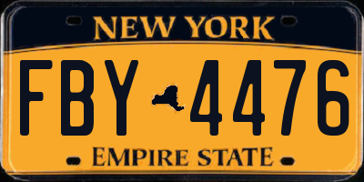NY license plate FBY4476