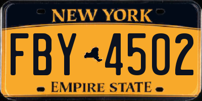 NY license plate FBY4502