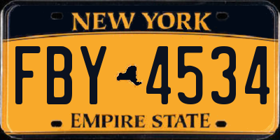 NY license plate FBY4534