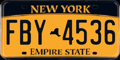 NY license plate FBY4536