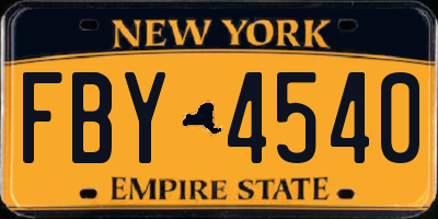 NY license plate FBY4540