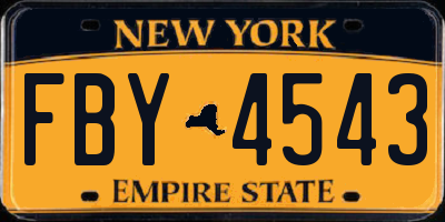 NY license plate FBY4543