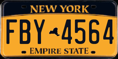 NY license plate FBY4564