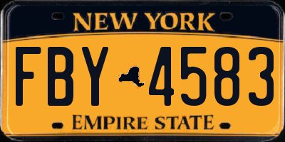 NY license plate FBY4583