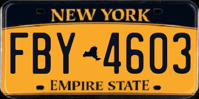 NY license plate FBY4603