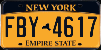 NY license plate FBY4617