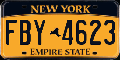 NY license plate FBY4623