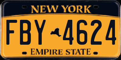 NY license plate FBY4624
