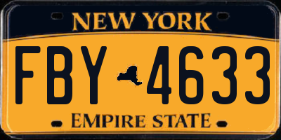 NY license plate FBY4633