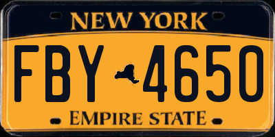 NY license plate FBY4650