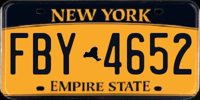 NY license plate FBY4652