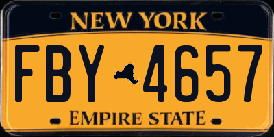 NY license plate FBY4657