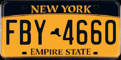 NY license plate FBY4660