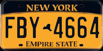 NY license plate FBY4664