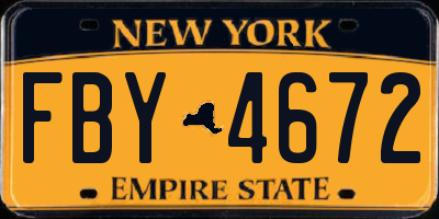 NY license plate FBY4672