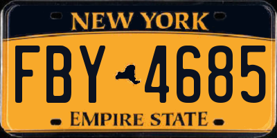 NY license plate FBY4685