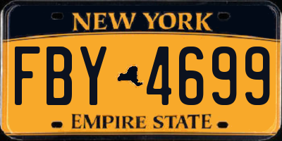 NY license plate FBY4699