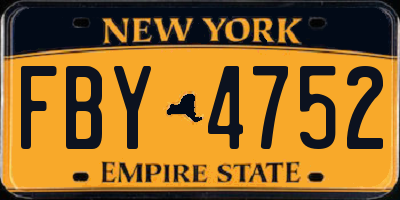 NY license plate FBY4752