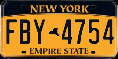 NY license plate FBY4754
