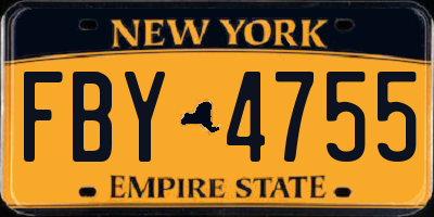NY license plate FBY4755
