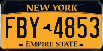 NY license plate FBY4853