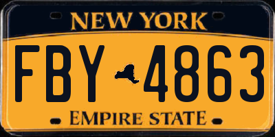NY license plate FBY4863